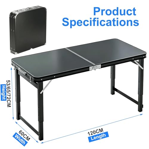 Table de préparation camping pliante alu 120cm réglable