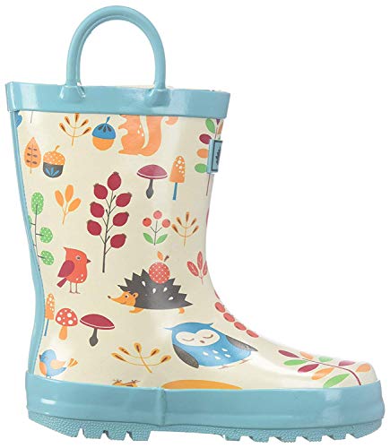 OAKI Toddler Rain Boots - Perfect Kids Rain Boots for Any Weather - Durable Rubber Baby Rain Boots Keep Little Feet Dry, Lightweight Waterproof with Easy-on Handle, Forest Animals, 3 Little Kid