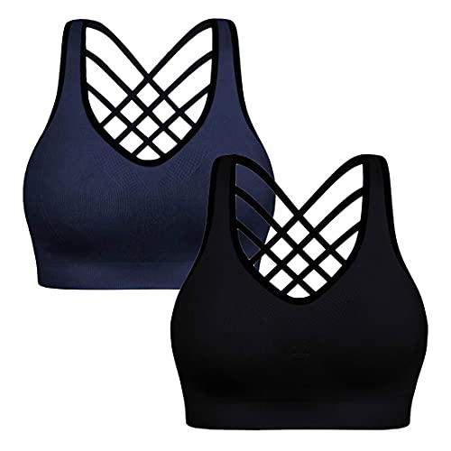 Avondii Damen Sport BH Ohne Bügel Yoga Bustier Kreuz Rücken Bra Cover