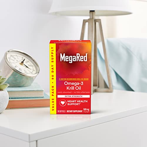 MegaRed Antarctic Krill Oil 500mg Omega 3 Fatty Acid Supplement, Extra