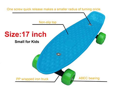 SK8MEMO 17X5inch Kids Skateboard, Mini Skateboard for Beginners (Blue)…… - Thumbnail 4
