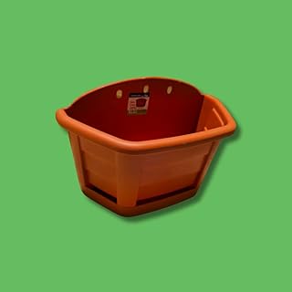 Corner Plant Pot with Drainage Slots, Terracotta Orange, Square Design