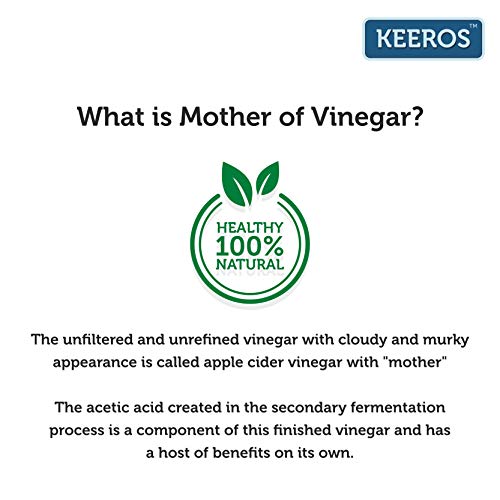 Image of Keeros Apple Cider Vinegar with Mother Vinegar - 100% Natural, Raw, Unfiltered & Unpasteurised (Nutrition Supplement & Drink for Weight Loss, Glowing Skin, Hair Growth)