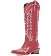 Rivalran Western Embroidered Cowgirl Boots with Sparkly Rhinestones