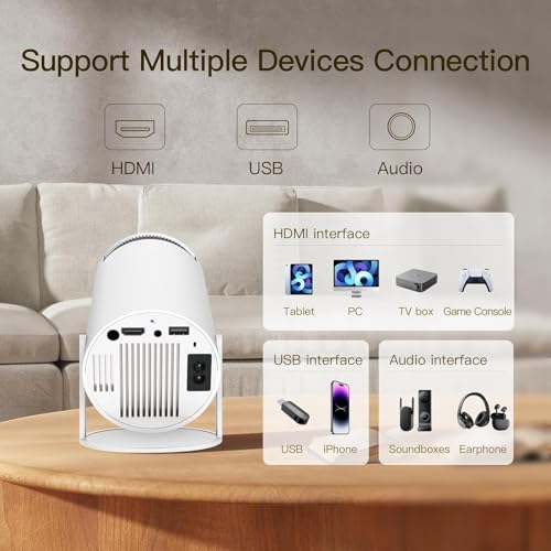 CineVue 4K Smart Projector 20000L with Wi-Fi & Bluetooth Portable Mini Projector for Home Theater, Outdoor, 210° Rotatable Stand, Auto Keystone,1080p HD Support, HDMI & USB - Image 8