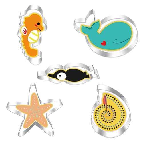 ZZHBOO 5 Emporte-pièces en Forme d'Animaux Marins, pour Biscuits et Pâtisseries, Accessoire de Cuisine pour Enfants