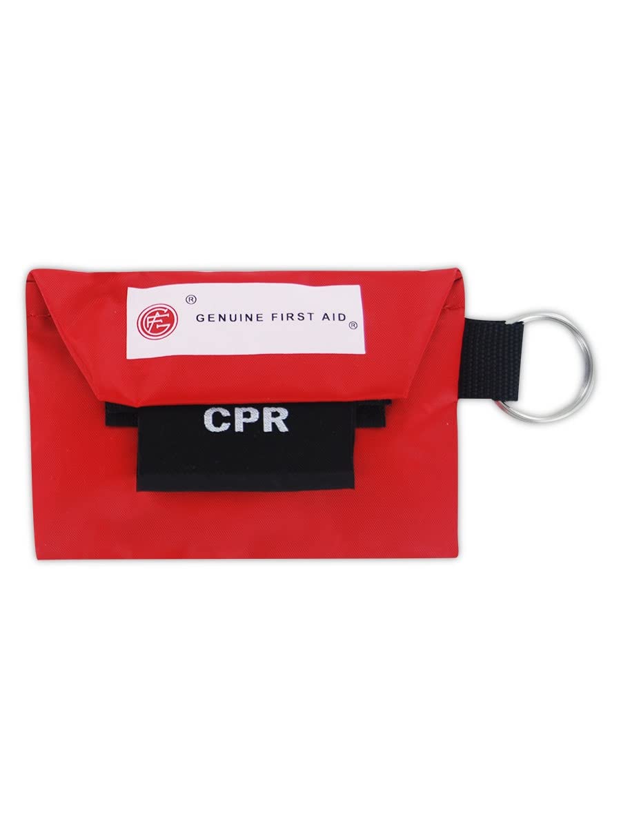 MAGID GFAP2402 Genuine First Aid CPR Kit with Key Ring Pouch, Standard, Red (3 Kits)