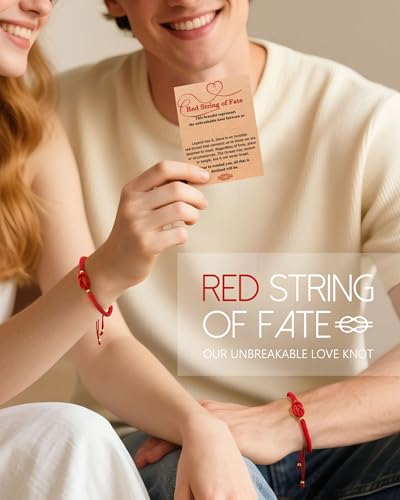 UNGENT THEM Red String of Fate - Forever Knot Couples Bracelets Christmas Valentines I Love You Gifts for Boyfriend Girlfriend Him Her3