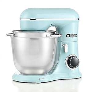 Kitchen in the box Stand Mixer, 4.5QT+5QT Two bowls Electric Food Mixer, 10 Speeds Kitchen Mixer for Daily Use with Egg Whisk,Dough Hook,Flat Beater (Blue)