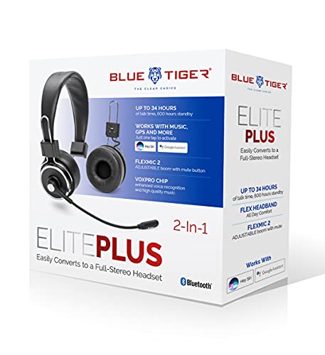 Blue Tiger Elite Plus Premium Single And Dual Ear Wireless Headset – Professional Truckers’ Noise Cancellation Head Set With Microphone – Long Battery Life, No Wires #TOP1
