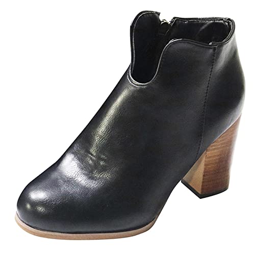 Bottes noires pour femmes bottines à talons courts tendance automne hiver
