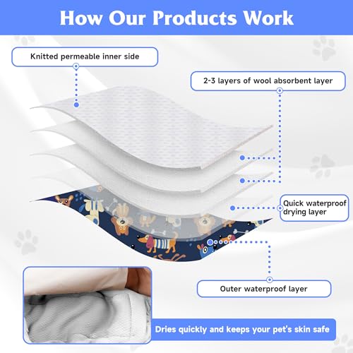 Image of 5 Pack Dog Diapers Male, High Absorbing Dog Wraps, Belly Bands for Male Dogs with Incontinence or Frequent Urination, Washable Doggie Diapers L