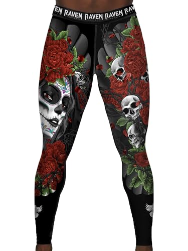 Mallas para hombre Raven Fightwear Calaveras y Rosas para entrenar Jiu-Jitsu