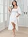SCOMCHIC Women's Plus Size Boho Maxi Dress Short Sleeve Square Neck Smocked Flowy A-Line Lace Trim Wedding Guest Dresses White
