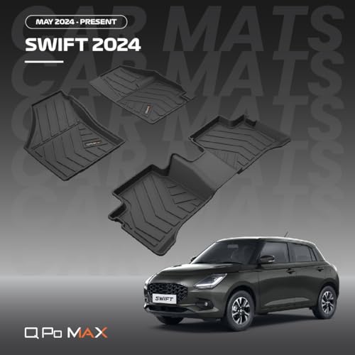 Image of Q Po Swift Facelift (MAX) May 2024 - Present ECO TPE Car Floor Mat | Anti Slip All Weather Mats for Swift (Black)