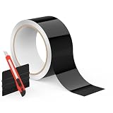 FAFALITHIC Auto Folie Glänzend Schwarz Autofolie Selbstklebend Chromfolie Blasenfrei & Kratzfest DIY Chrome Delete Set mit Werkzeugen für Chromteile, Motorrad & Fahrrad (Glanz Schwarz, 5cm x 9m)