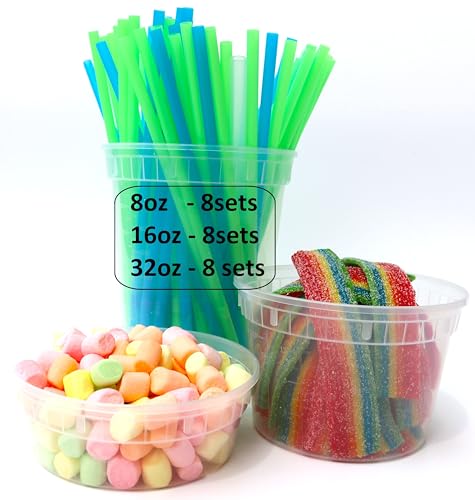 Image of Zekii EXTRA THICK Food Storage Containers [24 Set] Mix Size Plastic Deli Containers with Lids, Slime, Soup, Meal Prep Containers, Leakproof, BPA Free Microwave Dishwasher Freezer Safe w /Measurments