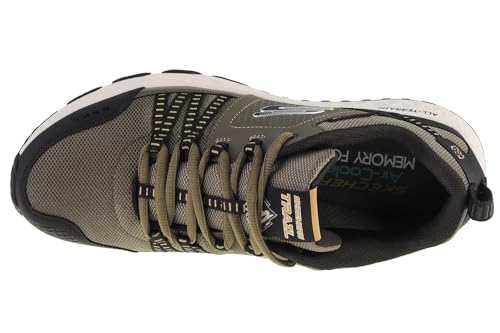 Skechers Skechers Men's Escape PlanTrainers, Olive Leather Mesh Black Trim, 44