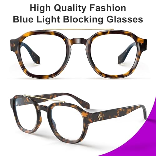 Image of VISOONE Retro Round Anti Eyestrain Metal Medium Eyewear Blue Light Blocking Glasses for Computer Gaming Women Man SANFORD