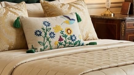 Image of Furnistitchs Boho Rectangle Cushion Cover 12x20 inches | Handmade Decorative Throw Pillow Case | Bohemian Home Decor Sofa Bed Cushion Cover Living Room Bedroom (1, Natural Bird, 12x20 inches)