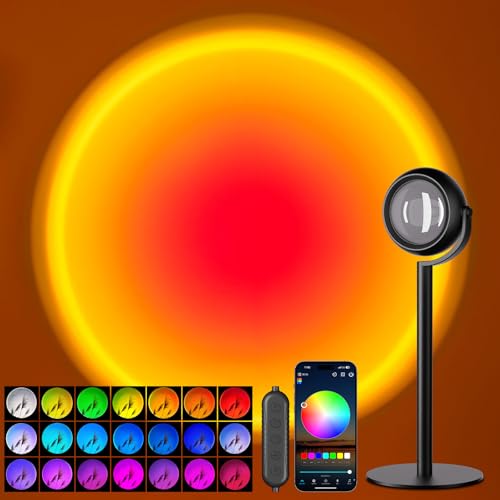 Image of Neroupe Upgraded Sunset Lamp Projector with APP Control, Endless Color Changing Led Lamp Night Light, Mood Lighting Sunlight Sunset Lamps for Bedroom Decor /Room Decor /Living Room /Christmas Gifts /Party