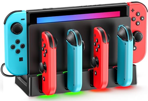 Switch Charging Dock Station with Charging Cable for Nintendo & OLED Game Console, Joycon Charging Dock for Switch, Must Have Joycon Controller Charger Accessories