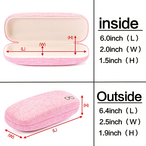 Vemiss Hard Shell Eyeglasses Cases, Linen Fabrics Protector Sunglasses Case, Large Glasses Case (Small Pink) - Thumbnail 3