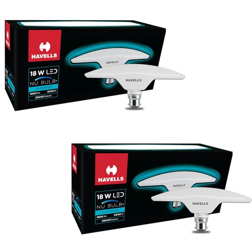 Image of Havells T Shape NU Led Bulb 18W B22 Base|14% Wider Light Spread|100 Lumens Per Watt|Inbuilt 4.0KV Surge Protection| 320 Degree Rotation For Multiple Applications (6500K,Cool Day Light) - Pack Of 2