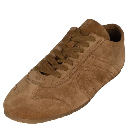 Suede Sneakers for Women Classic Round Toe Lace Up Athletic Shoes Comfortable Casual Low-Top Womens Flats2