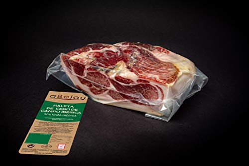 aBeiou. 1 kg iberische Feldköderschulter. Ohne Knochen. Vakuum. Iberischer Schinken. Reifezeit +28 Monate in Guijuelo (Spanien). Hycer Garantiezertifikat. Iberico cebo campo. Patanegra.