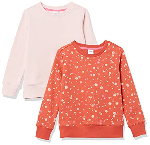 Image of Amazon Essentials Girls and Toddlers' Relaxed Fit Fleece Crewneck Pullover Sweatshirts, Pack of 2
