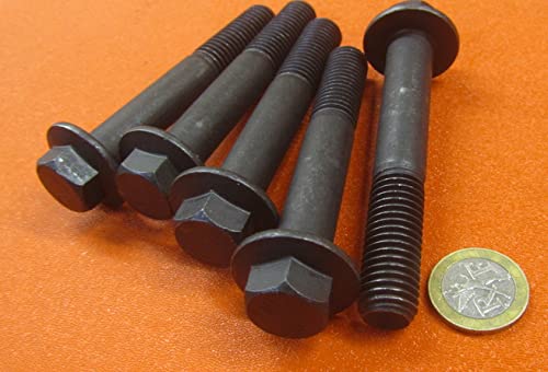Class 10.9 Black Oxide Steel Flange Bolts M14 x 2 mm x 90 mm Long PT 5 pcs Bolt-5385-21-12