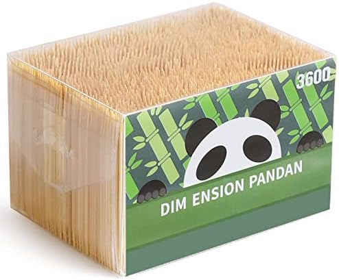 XAJH Bamboo Wood Toothpicks 3600 PCS, Double-Side Point, Round Wooden Tooth Picks with Box for Appetizer, Cocktail Olives, Cupcake Toppers, Cake Testing