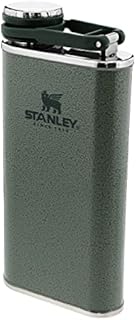 Stanley Classic Wide Mouth Flask 0.23L Hammertone Green with Never-Lose Cap - Piersiówka ze Stali Nierdzewnej z szerokim otworem do łatwego napełniania i nalewania - Szczelna piersiówka BEZ BPA