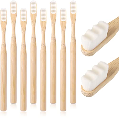 8 Pieces Bamboo Toothbrush Extra Soft Bristles, 20000 Soft Bristle Toothbrush, Micro Nano Manual Toothbrushes for Sensitive Teeth Gum Recession for Adults and All Ages