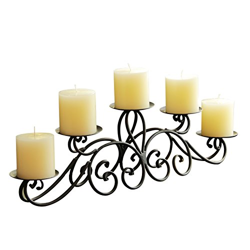 Adeco HD0004 5 Pillar Candle Holder Black Candelabras with Antique Finish
