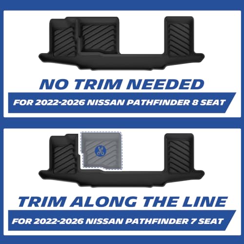 Image of Michelin Vehicle Mats for 2022-2026 Nissan Pathfinder 7&8 Seat | Custom Fit, Non-Slip Car Accessories, All-Weather TPE Floor Mats, 1st & 2nd Row Liners, 4 PCS, Premier