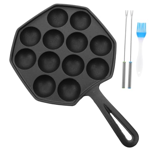 LIGIGWASH 鋳鉄製たこ焼き器 均熱設計の多用途焼きプレート 室内外対応のコンパクト たこ焼き ミートボール エスカルゴ料理用調理器具
