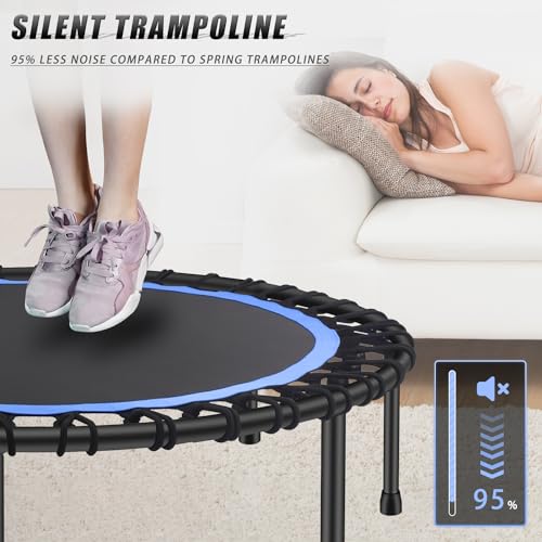 Image of Newan 40 inch-48 inch Silent Mini Trampoline Fitness Trampoline Bungee Rebounder Jumping Cardio Trainer Workout for Adults-Max Limit 330lbs
