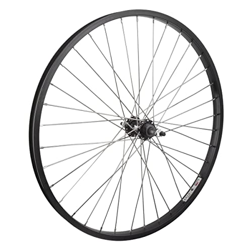Wheel Rear 26 x 1.75 Black Alloy Cruiser, 3/8 Alloy FW 5-7sp Silver Hub, Bolt On, 12g SS Spokes, 36H