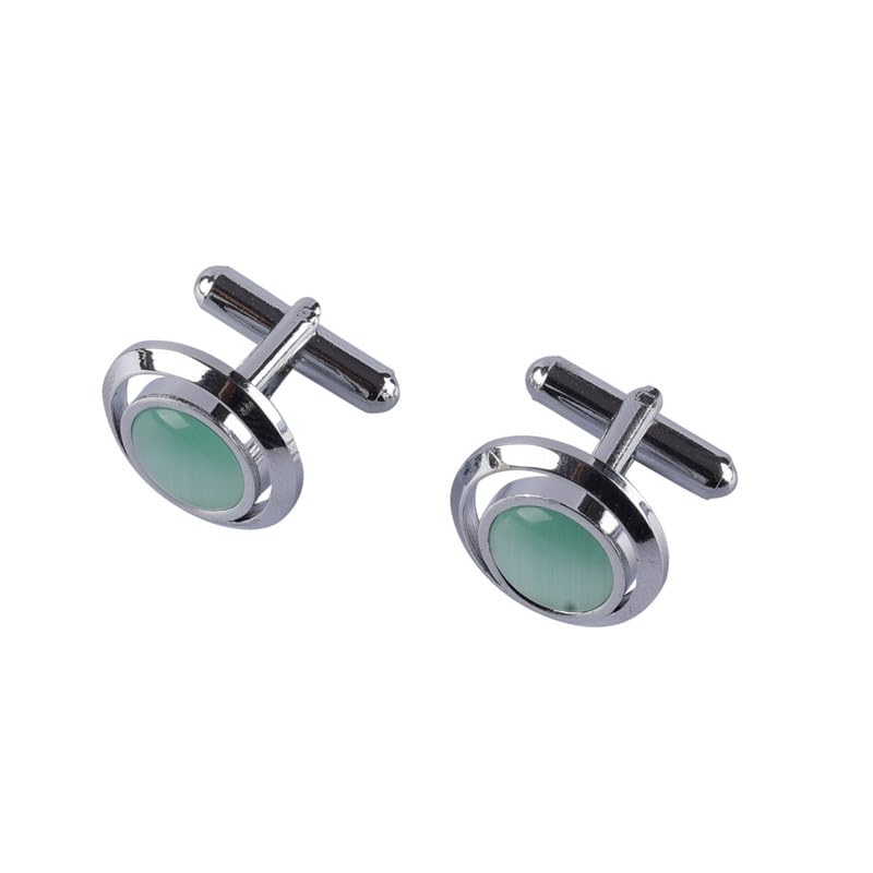 Mint Green O Ring Stone Cufflinks for Men-image-36