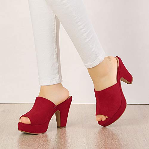 Image of Allegra K Women's Open Toe Platform Chunky Heel Slides Sandals | Party Sandals