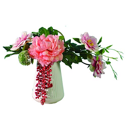 Pivoine artificielle en soie ZYFSHA avec pot de fleurs pour deco salon et bureau