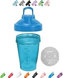 Shaker Bottle A Small Pure Pacific Blue 12Oz/400ml w. Measurement Marks & Stainless Whisk Blender Mixer Ball,BPA Free,Made of PP5,-4~248 °F,Perfect for Nutrition/Protein/Keto/Juice Powder Shaking
