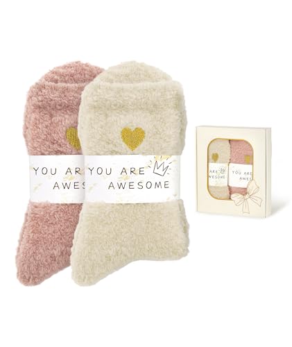 Image of Azue 2 Pairs Cozy Soft Cloud Socks, Fuzzy Socks for Women in Gift Box