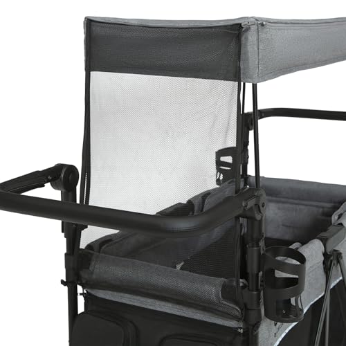Delta Children - Jeep Aries Stroller Wagon - Premium Wagon for 2 Kids with Convertible Seats, Adjustable Push/Pull Handles, Removable Canopy & Flat Fold - Greenguard Gold Certified, Grey - image 9
