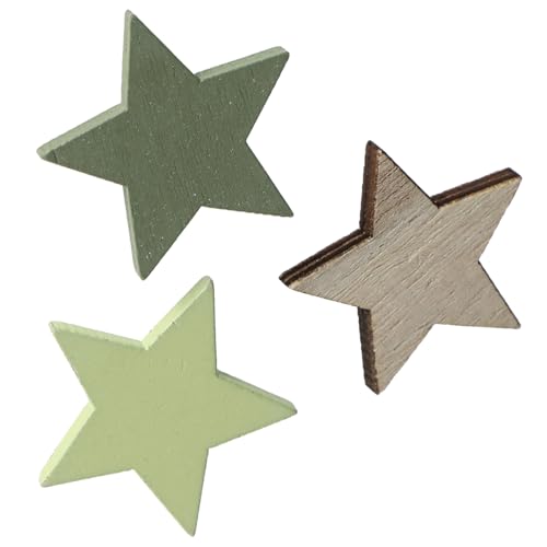 Viana Sterne Deko Holzsterne Streuer Natur Grün 3,5cm Weihnachtsdeko...