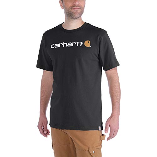 Carhartt Relaxed Fit Heavyweight Short-sleeve Logo Graphic T-shirt, Camiseta Work Utility, Hombre, Negro, XL