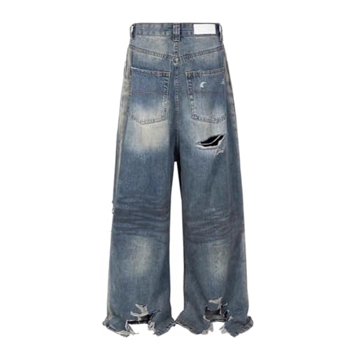 Distressed Ripped Jeans Men Streetwear Loose Denim Pants Hip Hop Vintage Jeans Male2