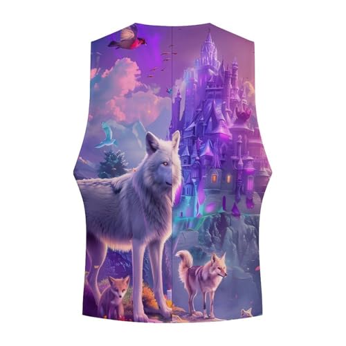 Before Castle Wolf Fox Novelty Men's Suit Vest Funny Formal Dress Vests Business Waistcoat4